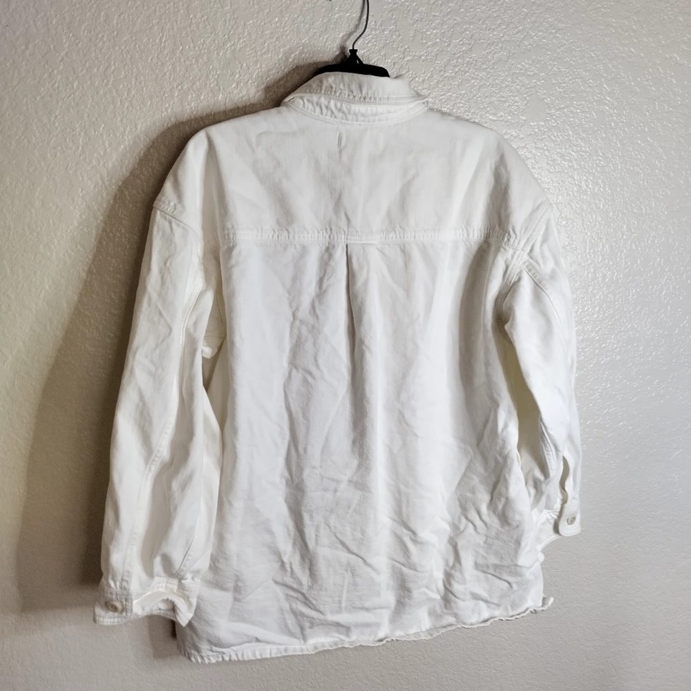 Madewell White Denim Oversized Fit Chore Jacket Sz M - Picture 7 of 9